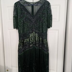 JJs House Dark Green Beaded Midi Dress